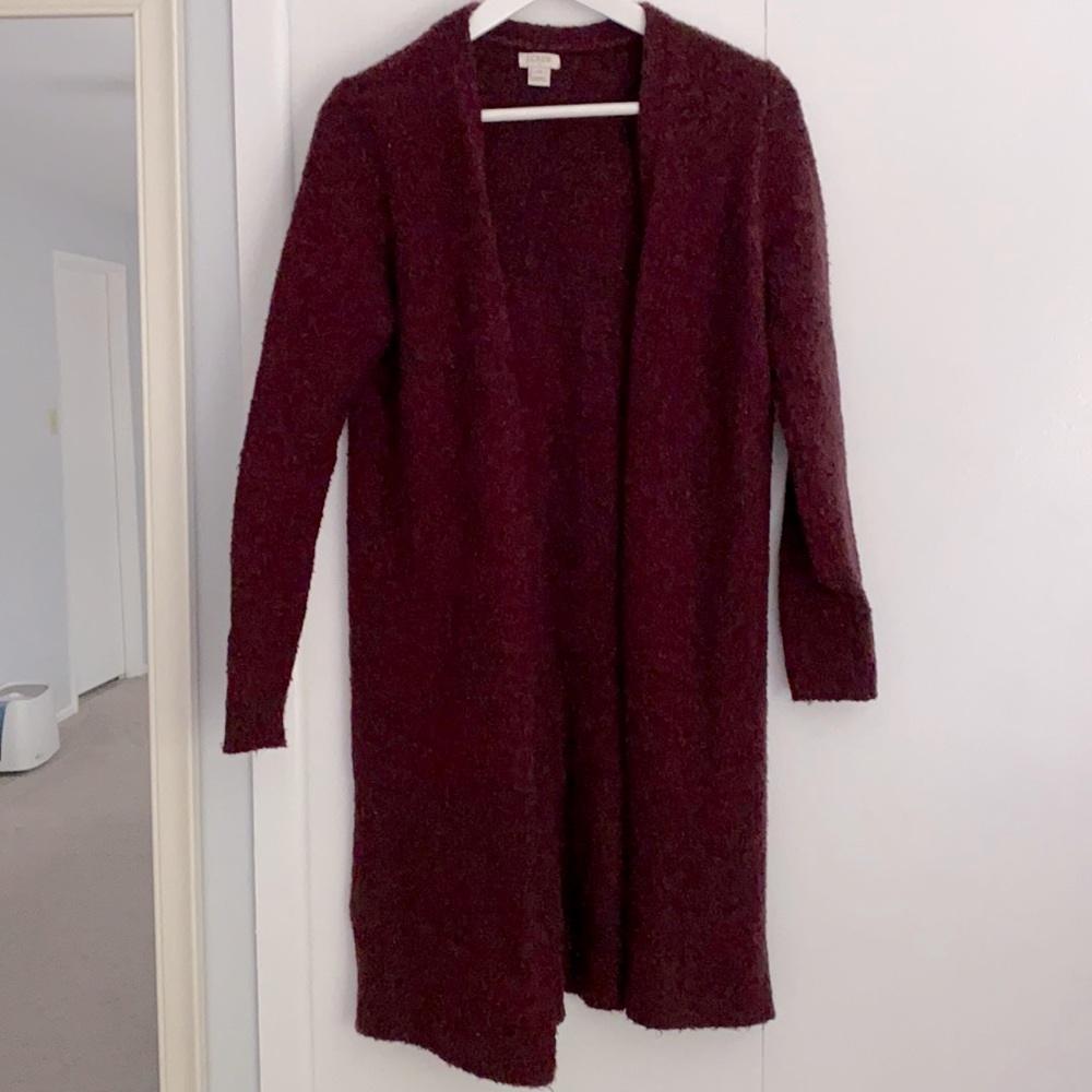 J. Crew red open cardigan
